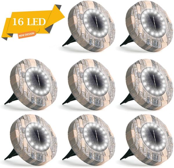 (4pcs)LED lampada solare a da per esterni da giardino in acciaio inossidabile impermeabile da giardino con sensore scuro,luci per paesaggio,cortile,vialetti,area piscina(Luce bianca-la roccia - immagine 3