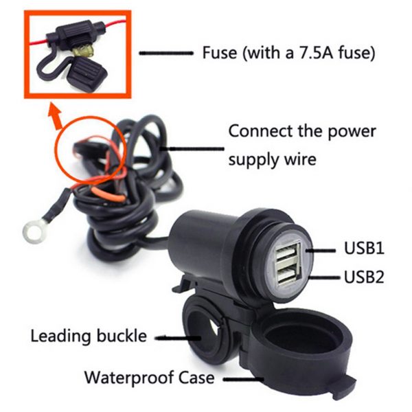 Moto Caricatore del Telefono Cellulare USB Presa Di Porta Di Alimentazione Impermeabile adattatore del telefono,SAE impermeabile alla spina del USB, barra dell'automobile 2.1A Dual 2 USB - immagine 4