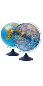 Exerz 20 cm Mappamondo Girevole/Educativo Globo in bianco - in Inglese 