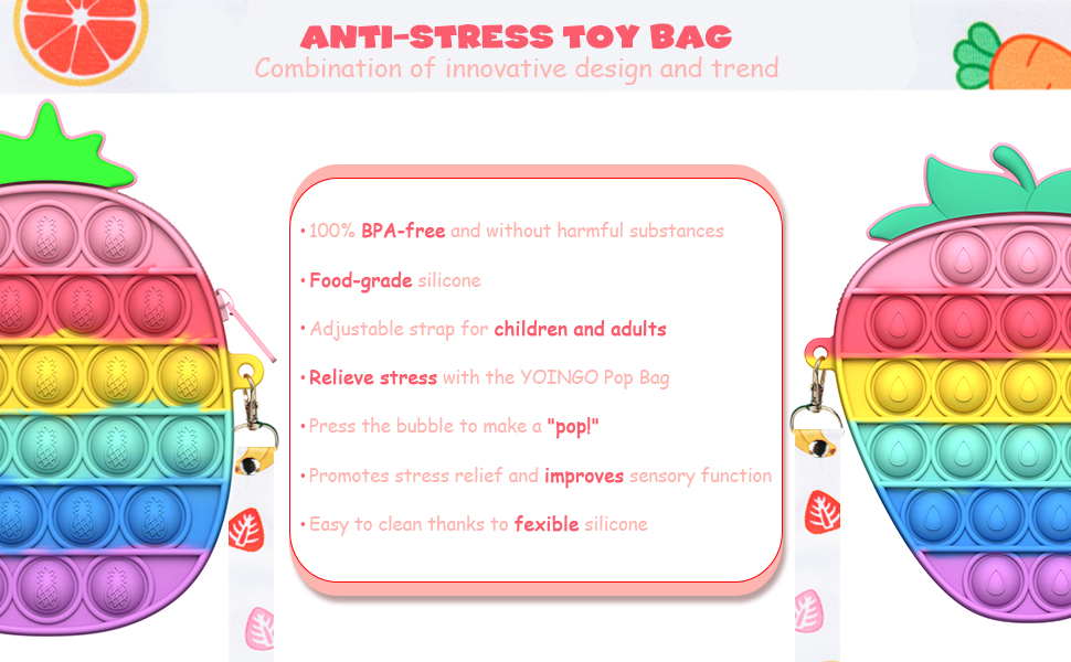 antistress pop it Borsa a tracolla borsetta poppit pop it portafoglio fidget toys Borsa multicolor