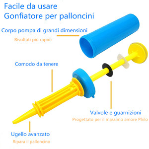 Pompa ad aria a palloncino, pompa ad aria a spinta manuale per feste o attivit?? (blu)