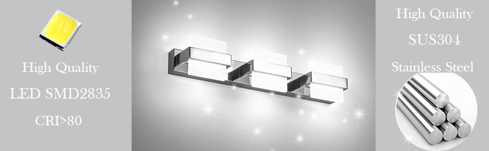 Temgin Applique da Bagno LED 3 Luce Lampada Specchio Bagno Luce per Trucco