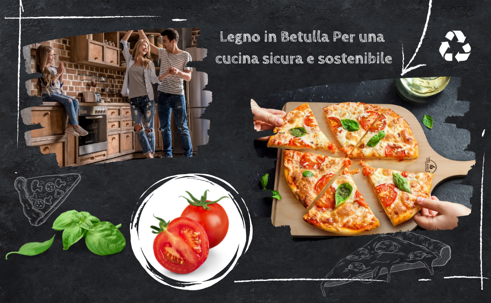 Pala per pizza pala in legno di betulla 30 cm tagliere per pizza pane focaccia biscotti