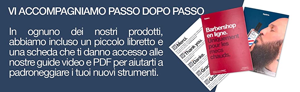 Le nostre guide pdf e video ti accompagnano nell'uso dei tuoi strumenti da barbiere