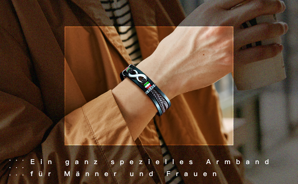 Bracciale da uomo in pelle nera