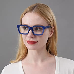 Oversized Square Frame Anti Luce Blu