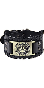 Bracciale in pelle con zampa d&amp;#39;orso in bronzo vichingo