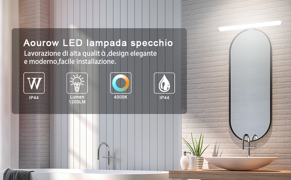 Lampada specchio 40cm 10w 1200lm