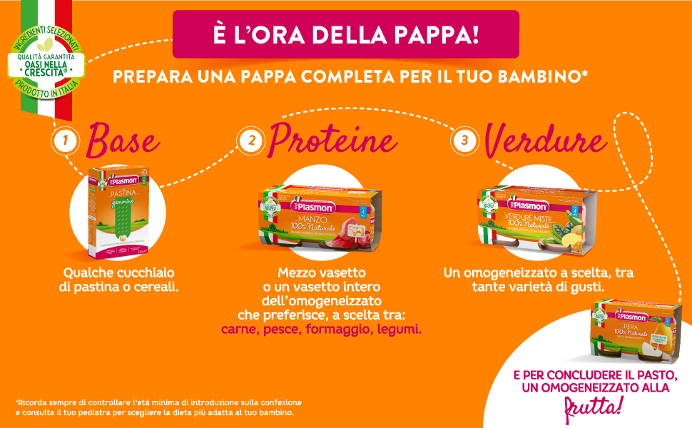 Pappa italiana, Plasmon, oasi nella crescita, babyfood, alimenti per bambini, omogeneizzato 