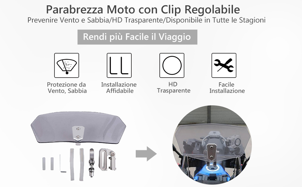  Parabrezza Moto Spoiler di Estensione Parabrezza del Vento Parabrezza Prolunga Deflettore 