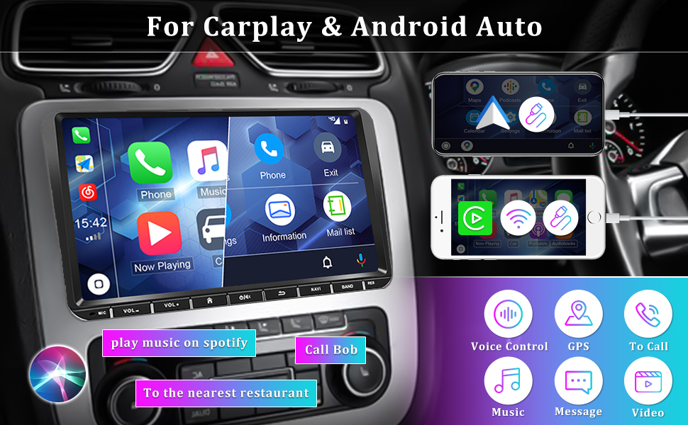 Autoradio Android 2 din carplay android auto