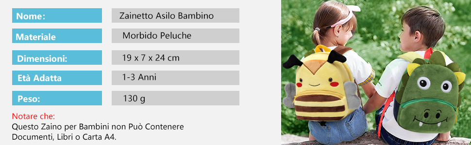 Zainetto Asilo Bambino