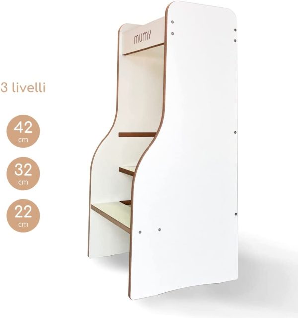 mumy easySTEP | Learning Tower Montessori Antimacchia | Regolabile a 3 livelli | Torre di apprendimento progettata e realizzata in Italia con materiali sostenibili - immagine 3