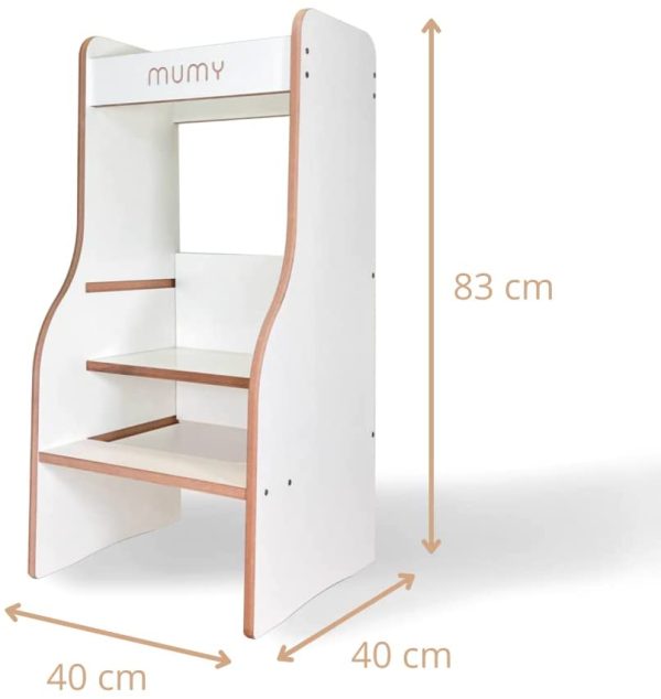 mumy easySTEP | Learning Tower Montessori Antimacchia | Regolabile a 3 livelli | Torre di apprendimento progettata e realizzata in Italia con materiali sostenibili - immagine 5