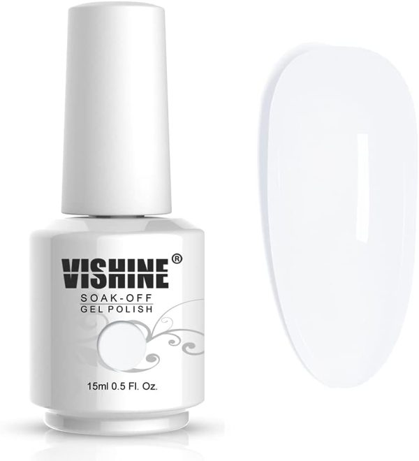 Vishine 15ml Smalto Semipermanente Bianco Latte, Smalto Trasparente per Unghie Gel Smalto per unghie gel opale gelatina smalto bianco UV LED Soak Off Gel lacca - immagine 2