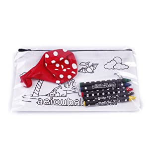 Astuccio non woven colorare bambini cera palloncino bustina individuale regalo compleanno aeioubaby