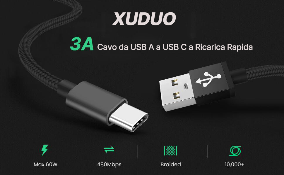 Cavo da USB A a USB C a Ricarica Rapida