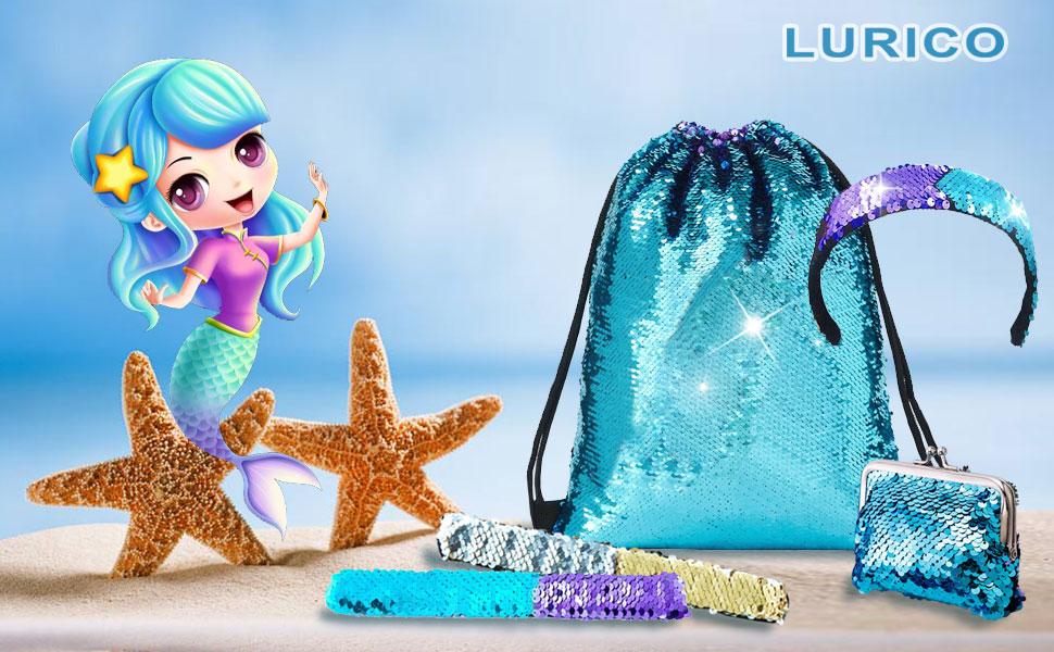 Mermaid Paillettes Zaino Borsa Paillettes Reversibili