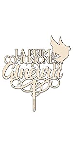 Cake topper prima comunione colomba personalizzabile con nome I Maestri