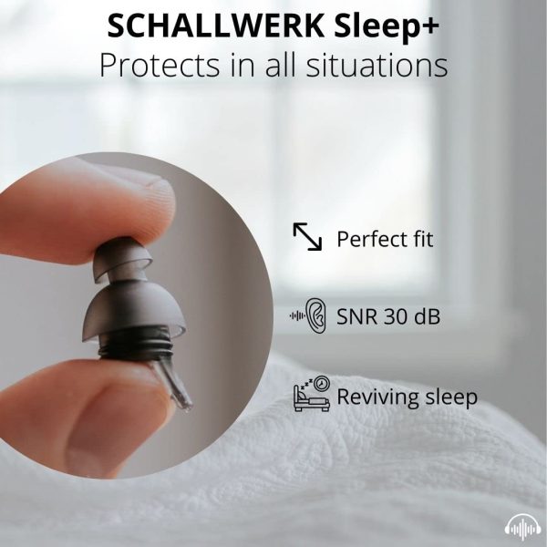 SCHALLWERK ? Sleep+ Tappi per orecchie di protezione dell'udito per dormire ?C attutisce il rumore e il russare ?C Ideale per un sonno tranquillo e contro il russare - immagine 5