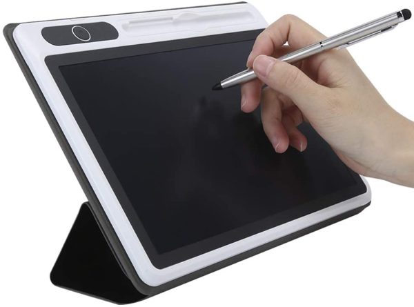 Blocco note elettronico da 10 pollici Blocco da disegno per tablet LCD Forniture aziendali Tecnologia di laminazione ad alta tecnologia per(Black (with leather case))