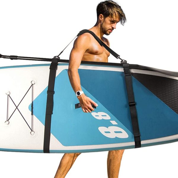 SacJkt Tracolla per Tavola da Surf, Cinghia per Tracolla SUP, Cinturino in Nylon Regolabile per Kayak, Tavola da Surf, SUP (Nero) - immagine 2