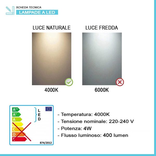 Lampada da specchio a LED per bagno 30cm, doppia modalit?? di installazione, alluminio finitura cromo - immagine 4