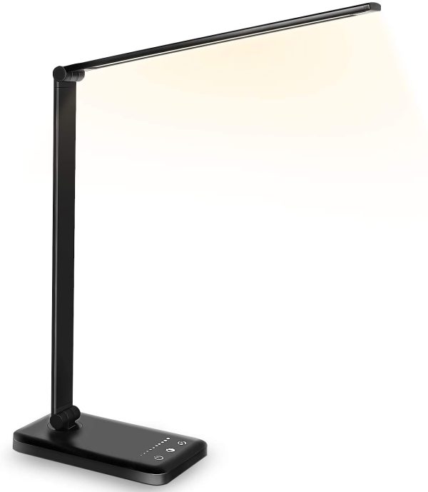 Lampada da Scrivania, lampada da tavolo con funzione di protezione degli occhi, lampada con 10 livelli di luminosit??, 5 modalit?? di illuminazione, tocca controllo, porta di ricarica USB - immagine 4