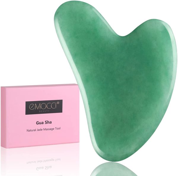 Gua Sha Jade Guasha Viso Pietra di Giada Naturale Fatto a Mano Massaggio Viso Rassodare La Pelle Antiet?? e Riduzione Delle Rughe Su Viso e Collo