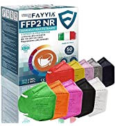 Fayyia 50 Pezzi Mascherine Certificate CE FFP2 Made In Italy, Mascherine FFP2 Colorate A 5 Strati...