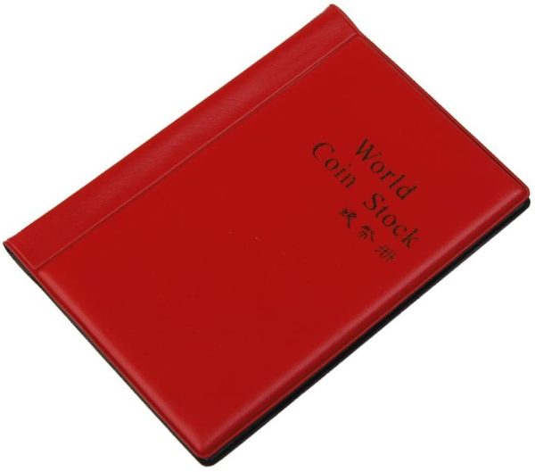 LUOEM Raccoglitore per Monete Album Moneta Portamonete per 120 Monete Moneta Tasche Rosso - immagine 8