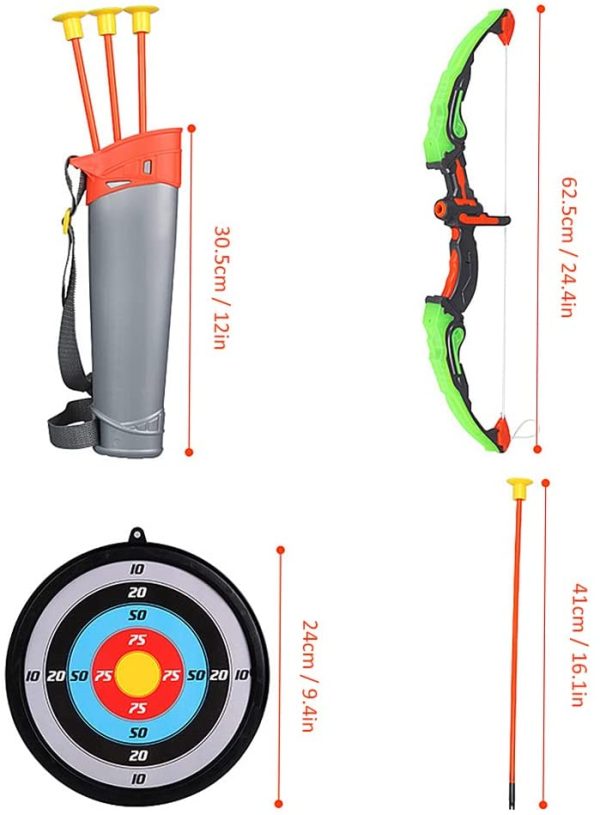 Taruor Arco e Frecce per Bambini Set di Giocattoli Set di Arco per Tiro con L'Arco Luminoso con Faretra Target 3 Frecce a Ventosa Giocattoli da Esterno per Bambini dai 6 ai 14 Anni - immagine 5