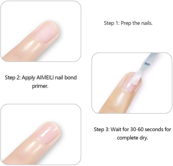 AIMEILI Primer Unghie Base Bonder Nail Prep Primer Aria Veloce Asciutto Primer Unghie Trucco Non Lampada, base trucco Libero Fit per Unghie in Acrilico Bonder Legame 10ml - immagine 7