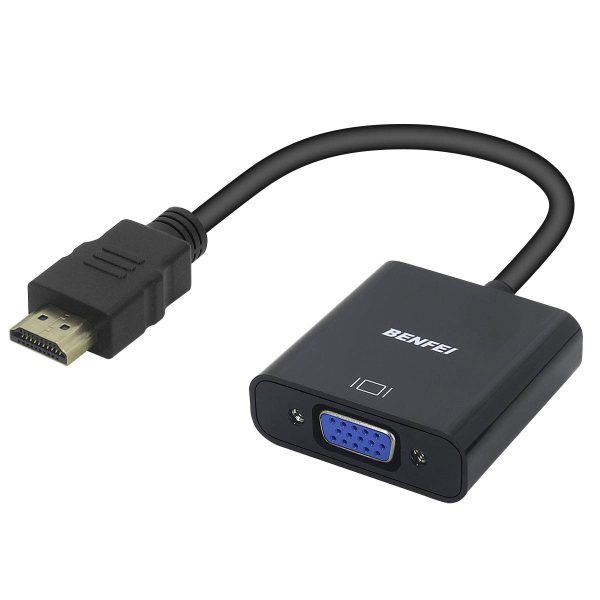 BENFEI Adattatore HDMI a VGA, HDMI-VGA Placcato in Oro (da Maschio a Femmina) per Computer, Desktop, Laptop, PC, Monitor, proiettore, HDTV, Chromebook, Raspberry Pi, Roku, Xbox e Altro - Nero