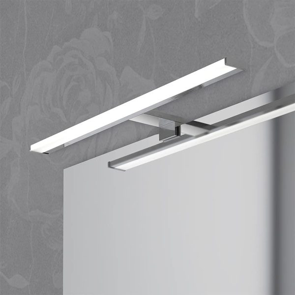 Lampada da specchio a LED per bagno 30cm, doppia modalit?? di installazione, alluminio finitura cromo