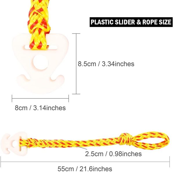 2 Confezioni Tow Rope, cavo di collegamento per sci nautico Cavo di traino Connettore per tubi per tubi, sci, wakeboard con Seadoo, 45 cm (Yellow black dot) - immagine 2