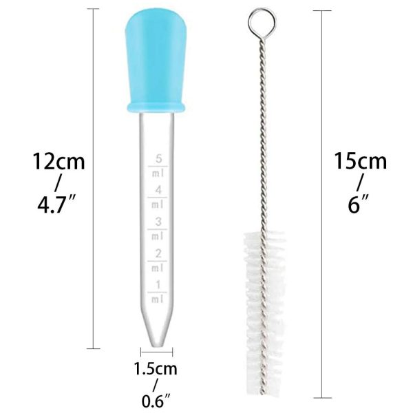 5ml Pipette Contagocce Plastica Pipetta Dropper in Silicone con Spazzola Pulita, Dispenser Liquido Dropper Trasferimento per Caramelle Gommose, Animali Domestici, Piante, 6 Pezzi - immagine 5