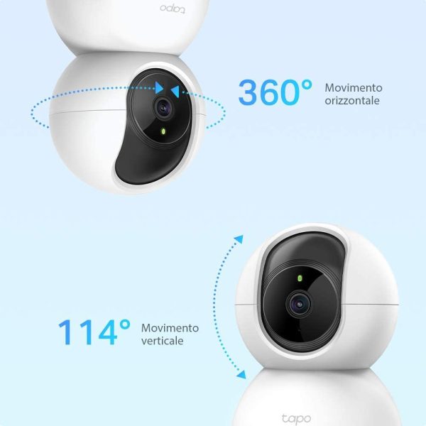 Telecamera Wi-Fi Interno Videocamera Sorveglianza 1080P, Visione Notturna, Audio Bidirezionale, Bianco - immagine 5