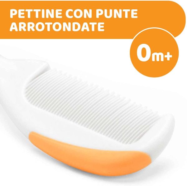 Chicco Set Spazzola e Pettine Capelli per Bambini, Spazzola Neonati con Morbide Setole Naturali, Pettine con Punte Arrotondate, Impugnatura Antiscivolo - Accessori Neonato 0+ Mesi, Arancione - immagine 5