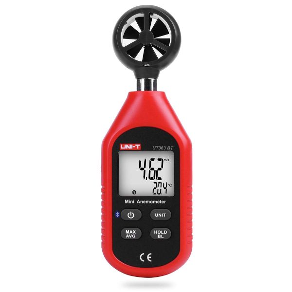 Uni-T UT363BT - Mini Anemometro Bluetooth digitale portatile con termometro e max/min per la raccolta dati meteo e sport all'aria aperta windsurf vela con display LCD retroilluminato - immagine 9