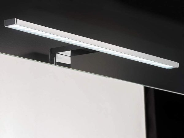 Armadietto da bagno con specchio, con mensole e illuminazione a LED, specchio da bagno, bianco - immagine 6