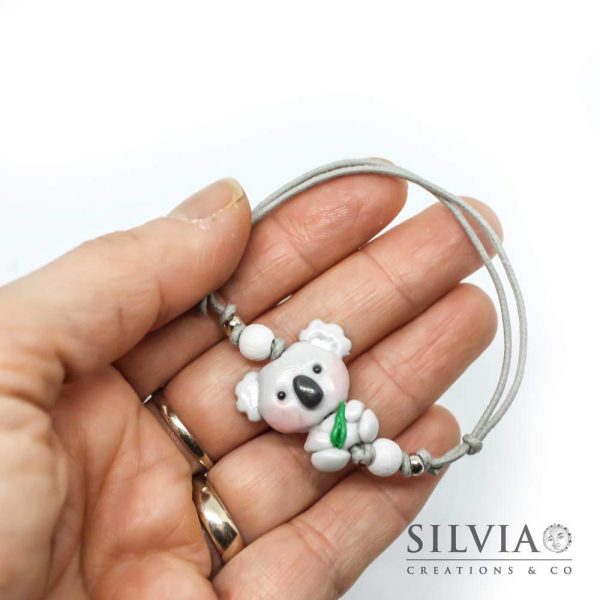 Bracciale cordino cerato con koala e eucalipto