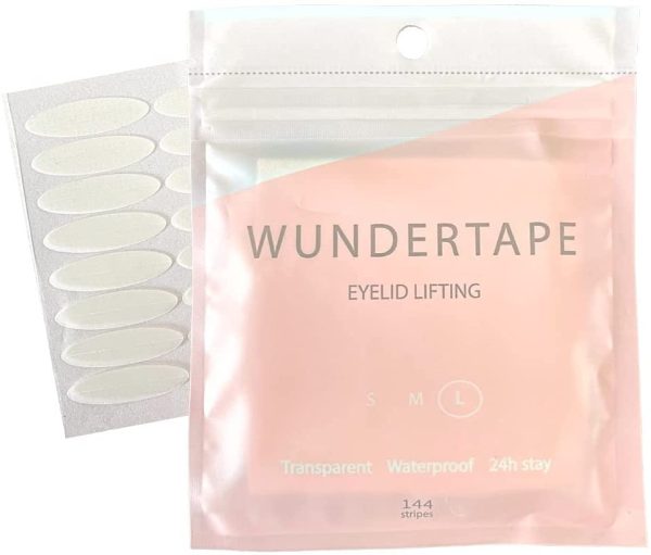 WUNDERTAPE"L" (144 pz) Strisce adesivi per palpebre cadenti - alza palpebre cadenti senza chirurgia! cerotti invisibile per sollevare le palpebre (lift stickers for eye lids) - immagine 4