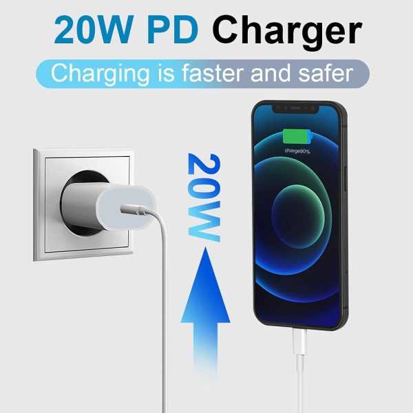 Caricabatterie rapido per iPhone 12??Certificato MFi??Caricabatterie da parete Power PD Type C da 20 W con cavo da USB C a Lightning da 4 piedi compatibile con iPhone 13/12 Pro Max 11 Pro X XS XR 8 - immagine 7