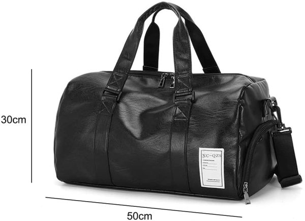 Buwico Borsa sportiva da viaggio per uomo e da viaggio, con grande capacit??, borsa da viaggio, borsa sportiva (nero impermeabile 50 cm x 30 cm)