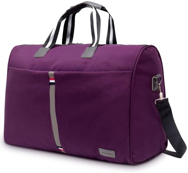 BAGZY 45L Borsa da Viaggio Grande Palestra Borsa a Tracolla Borsa Sportiva Bagaglio a Mano Borsa da Borsone Borsa per il Weekend Borsa Superiore Valigia Top-maniglia Campeggio Viola - immagine 3