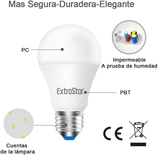 Lampadina LED E27, 10W (equivalenti a 80W), 3000K 800 lumen, luce bianca calda - Pacco da 6 - immagine 7