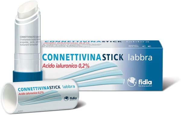 Connettivinastick labbra Fidia farmaceutici | Stick labbra da 3 g a base di Acido ialuronico 0,2% | Per labbra danneggiate, secche e screpolate