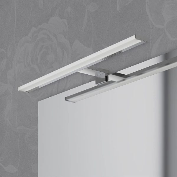 Lampada da specchio a LED per bagno 30cm, doppia modalit?? di installazione, alluminio finitura cromo - immagine 3