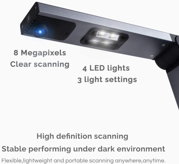 Document Camera X3, Scanner per Documenti, Scanner Portatile ad Alta Definizione, Formato Scanner A3, OCR Multilingua, Riconoscimento Inglese, USB, SDK e Twain, Software Potente - immagine 5